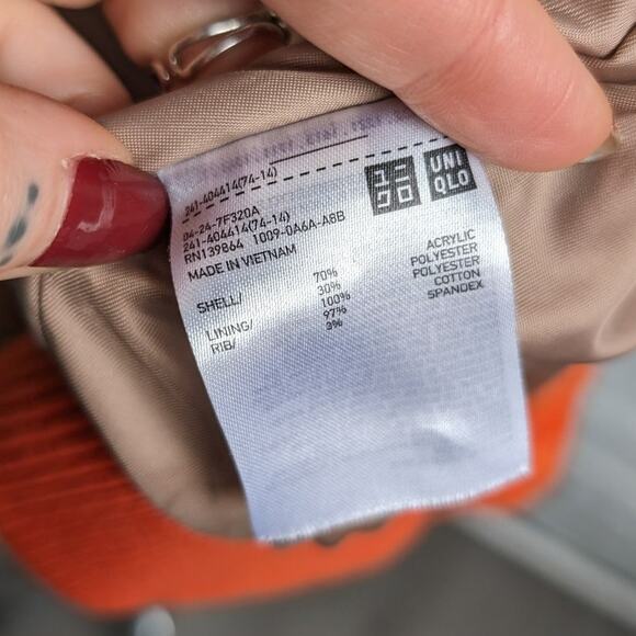 Uniqlo Faux Fur Orange Coat Fuzzy Bomber Indie Retro Statement Preppy Jacket - Picture 9 of 10